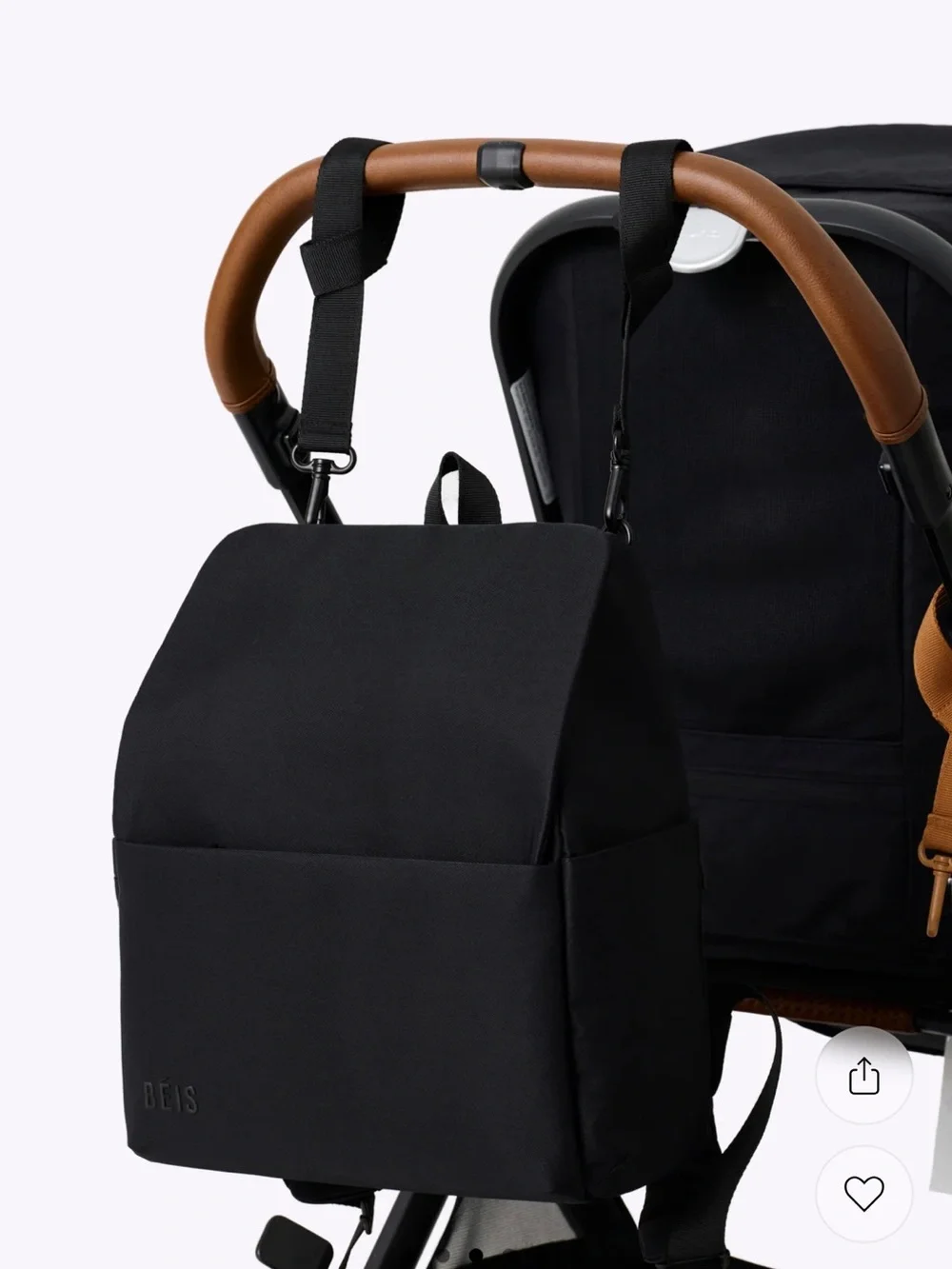 NWT BEIS The Everyday Diaper Backpack in Black Nylon